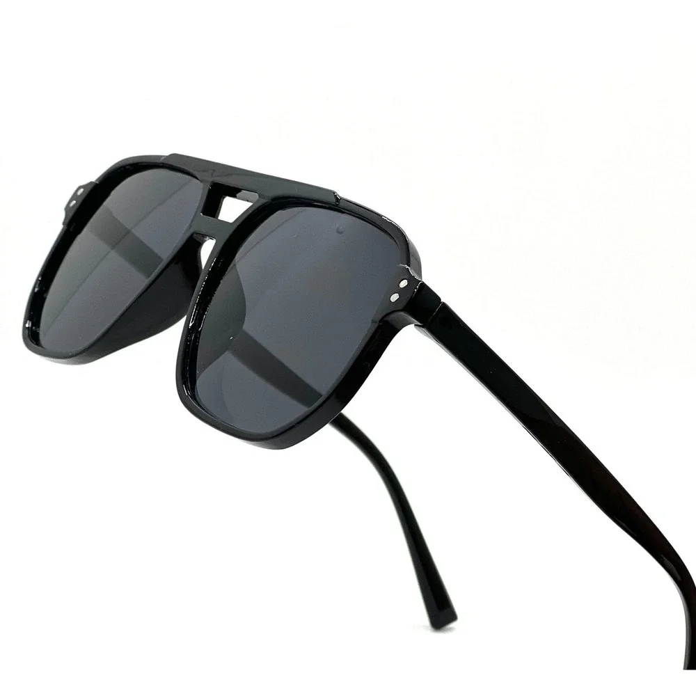 Aviator Sunglasses Black Frame Fashion Shades Pilot Style Retro Flat Top‎ Lens